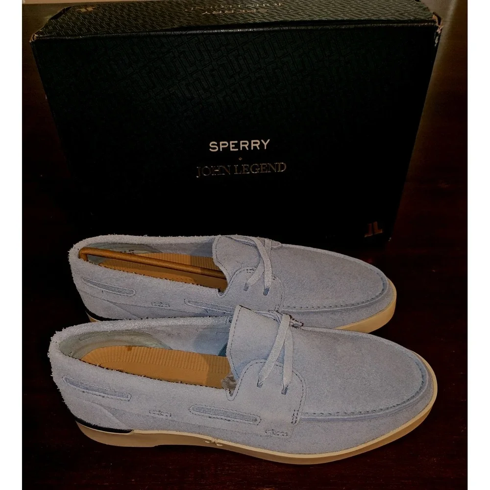 Mens Sperry x John Legend Signature Suede 2-Eye Boat Shoes Blue‎ Mens 8M